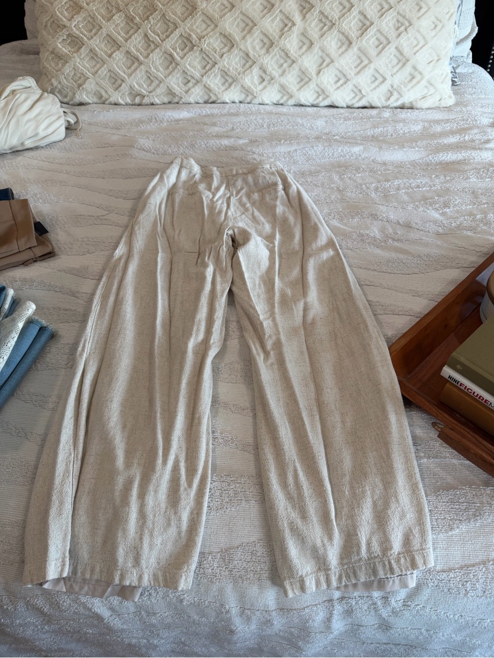 Men's Wide-Leg Linen-Blend Pants in Light Beige